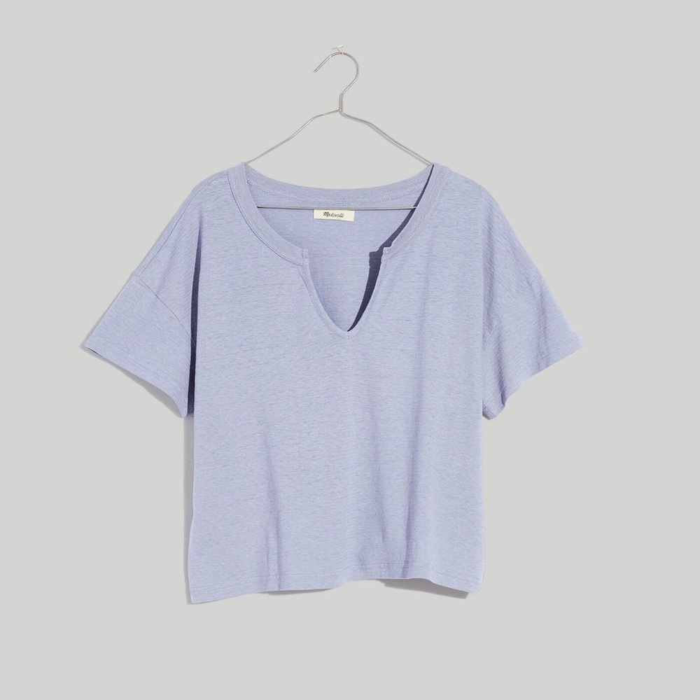 Madewell Hemp-Cotton Split-Neck Crop Tee